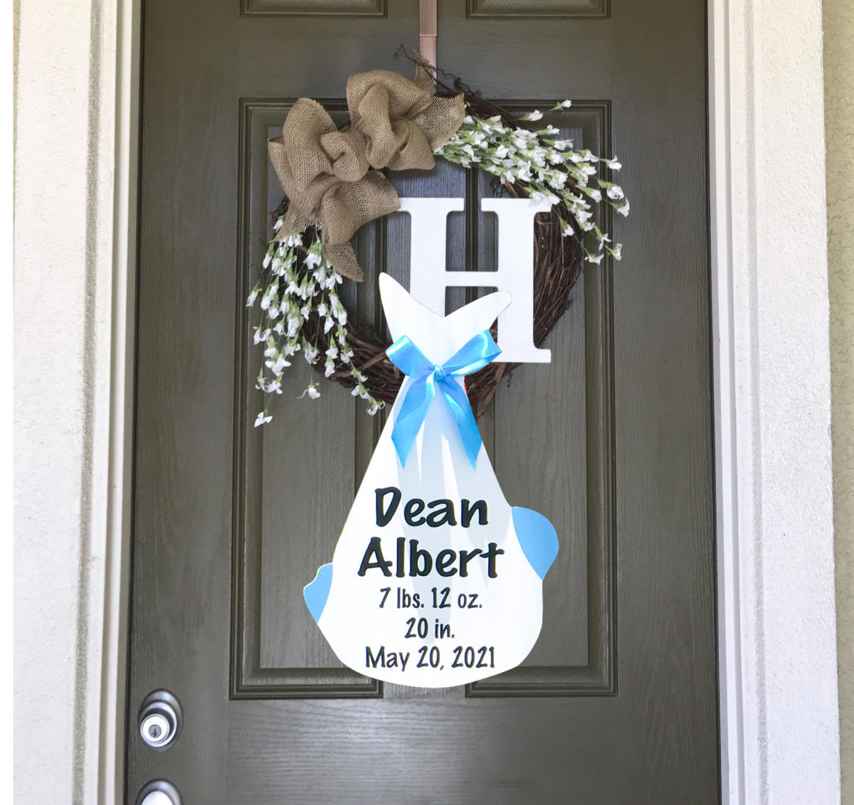 Birth Announcement Door Hanger: Mama and Me Storks- Stork Sign Rentals in Pittsburgh, Pennsylvania