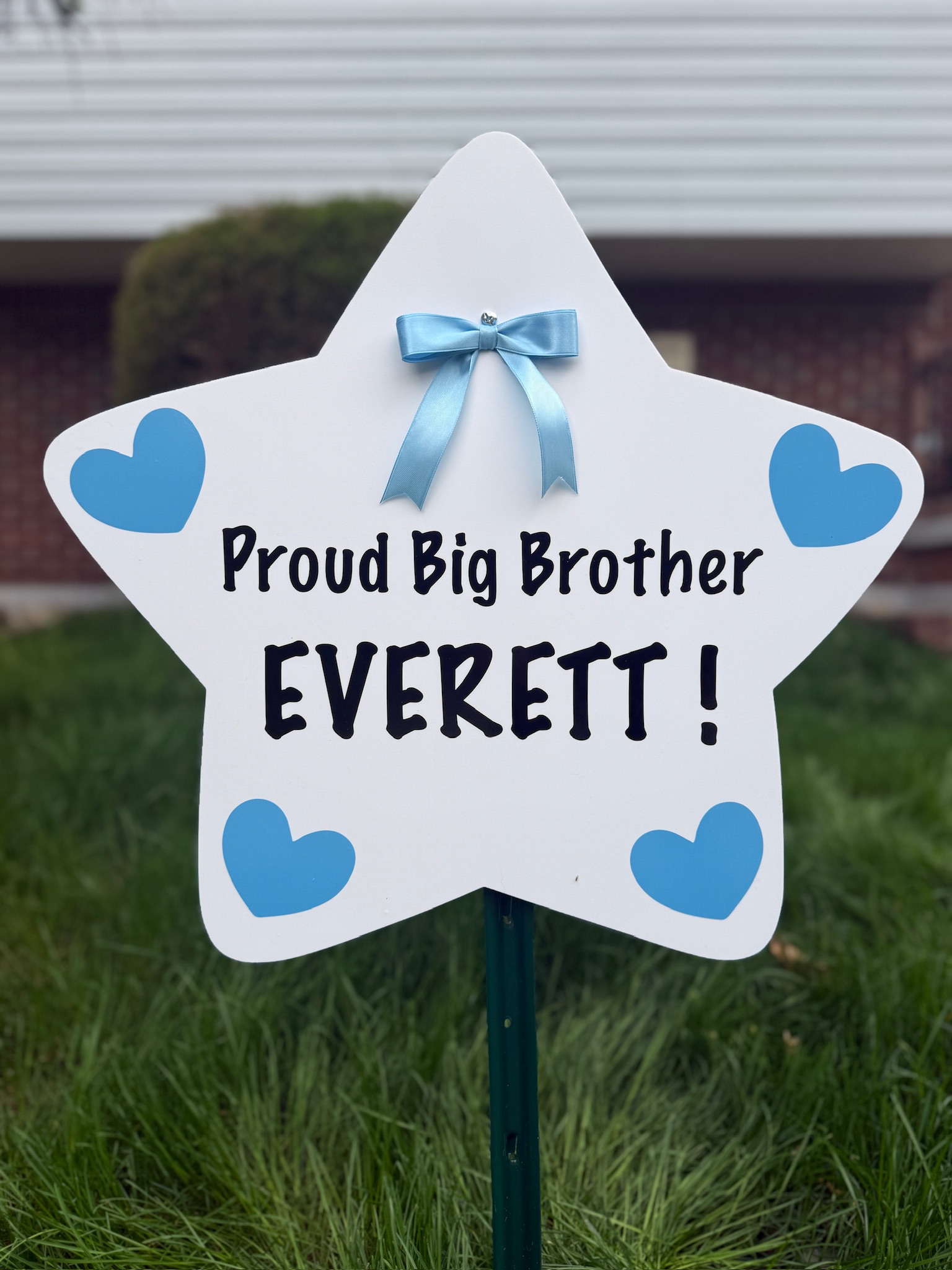 Personalized sibling star yard sign for big brother baby announcement add-on by Mama & Me Storks